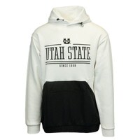Utah State U-State Mixed Media Hoodie Fleece-Lined White Black